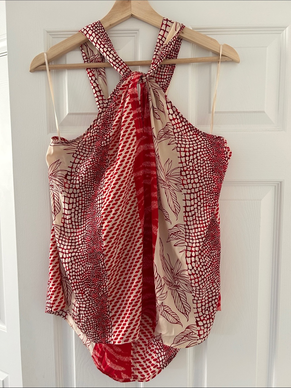 Banana Republic Red and Cream Printed Halter Camisole